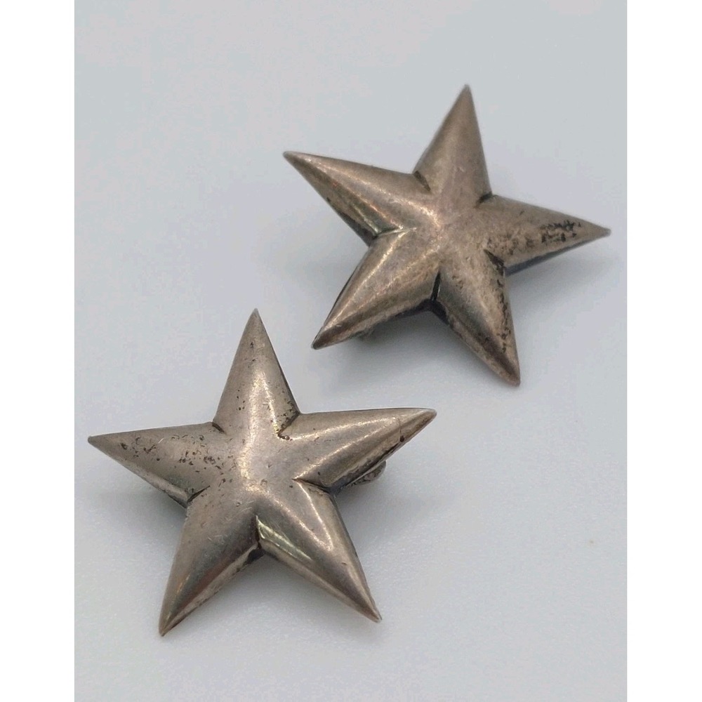 WWII Brigadier General Stars Pair AMICO Sterling Silver U.S. Military Vintage